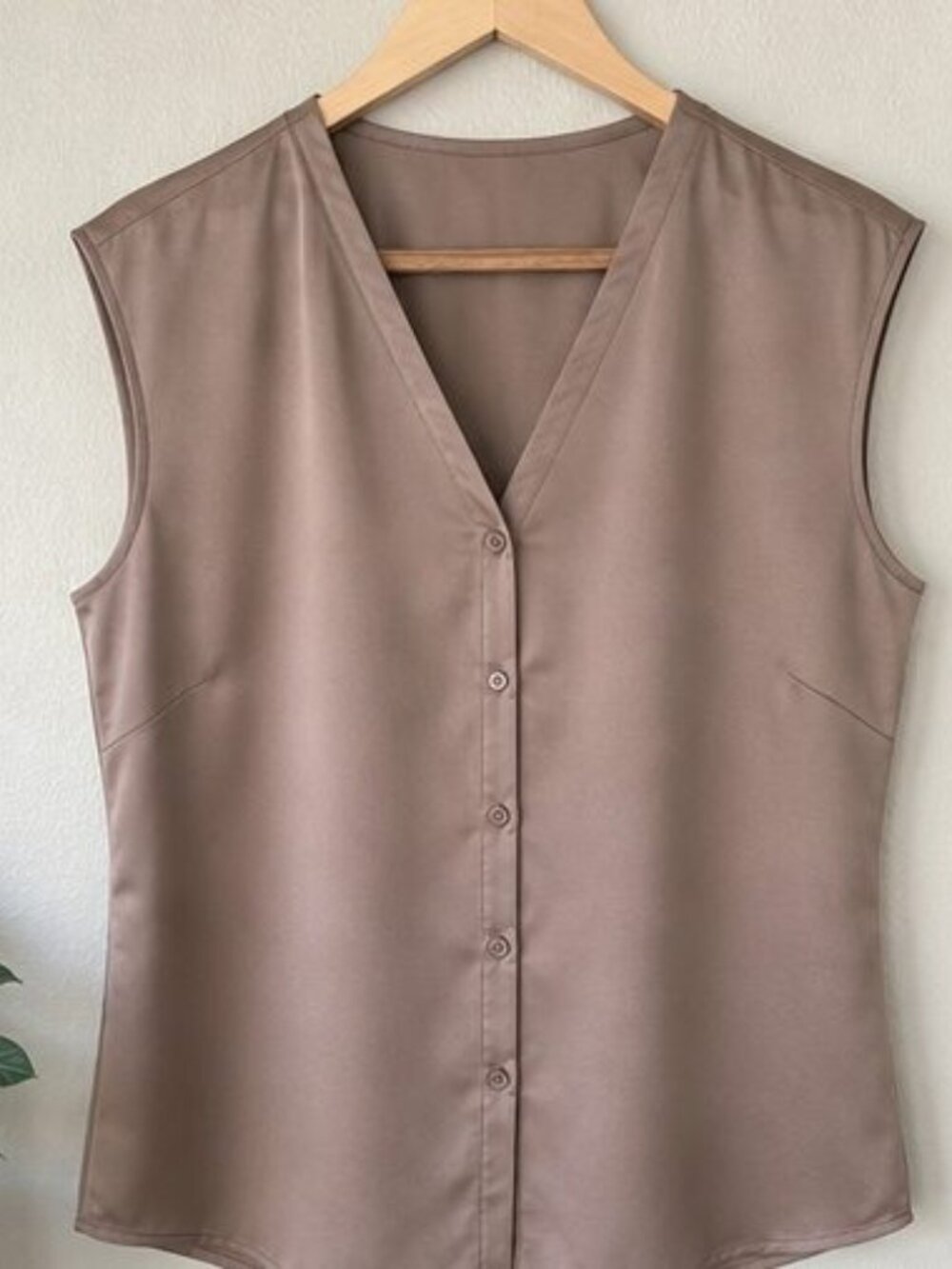 Taupe Tie Neck Blouse
